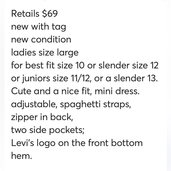 New Levi’s checkered spaghetti strap casual mini dress size L - Picture 12 of 14